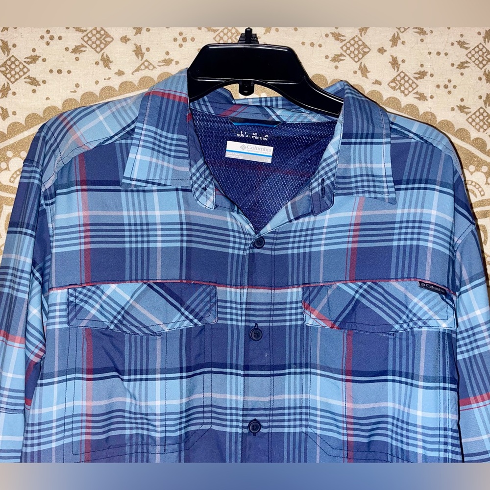 ✨HP✨ “COLUMBIA” MEN’S PLAID BUTTON-UP LONG SLEEVE DRESS SHIRT, SIZE LARGE - Picture 3 of 9